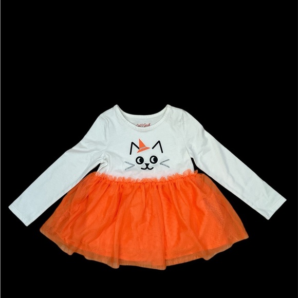 CAT & JACK Orange & Off White Long Sleeves Size 3 Tulle Dress Brand New - Picture 4 of 4